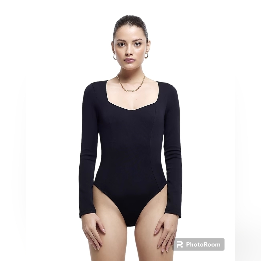 River Island BLACK LONG SLEEVE BODYSUIT